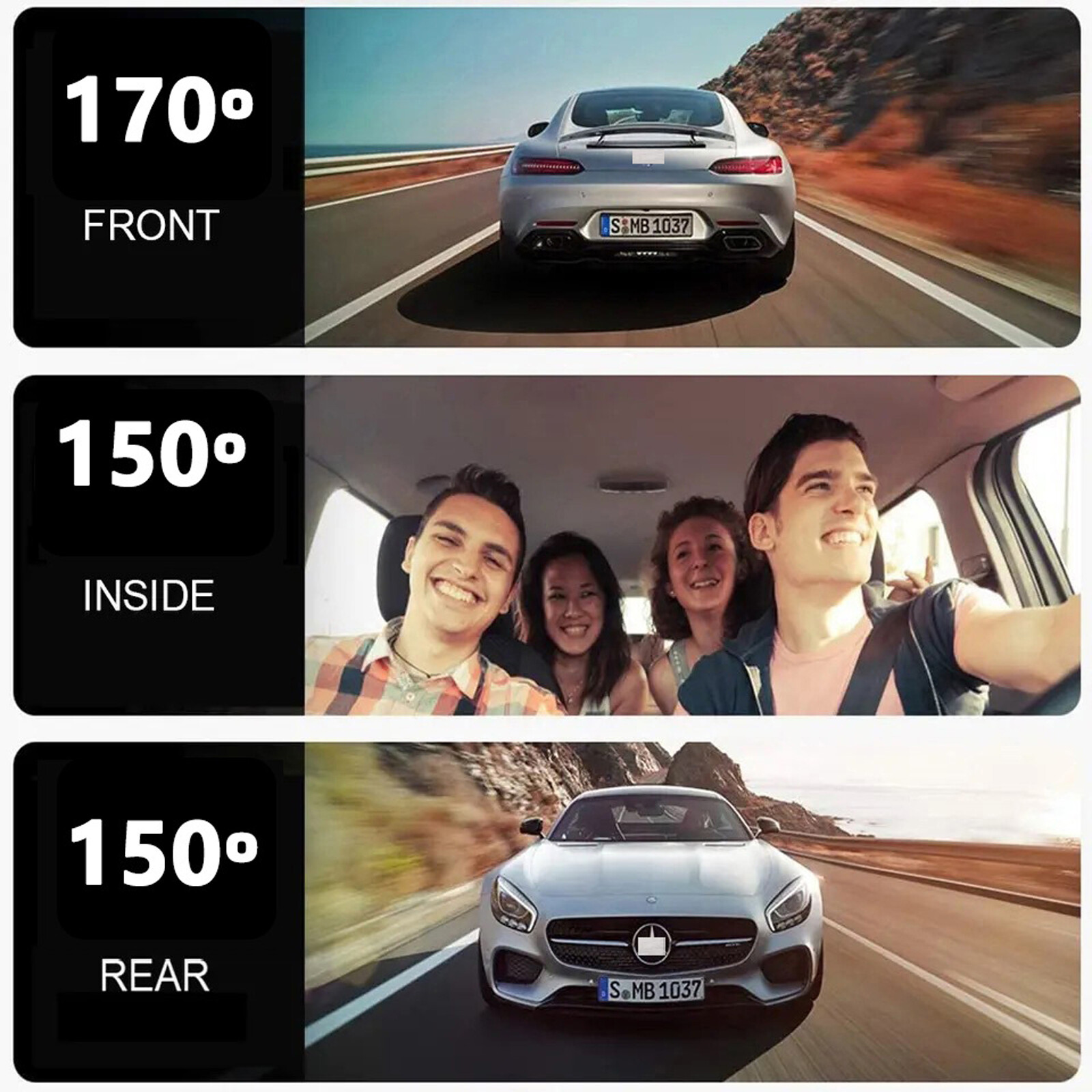 3 Channel 12"Car Rearview Mirror Dash Cam 4G Android 13 GPS Navi Camera Recorder