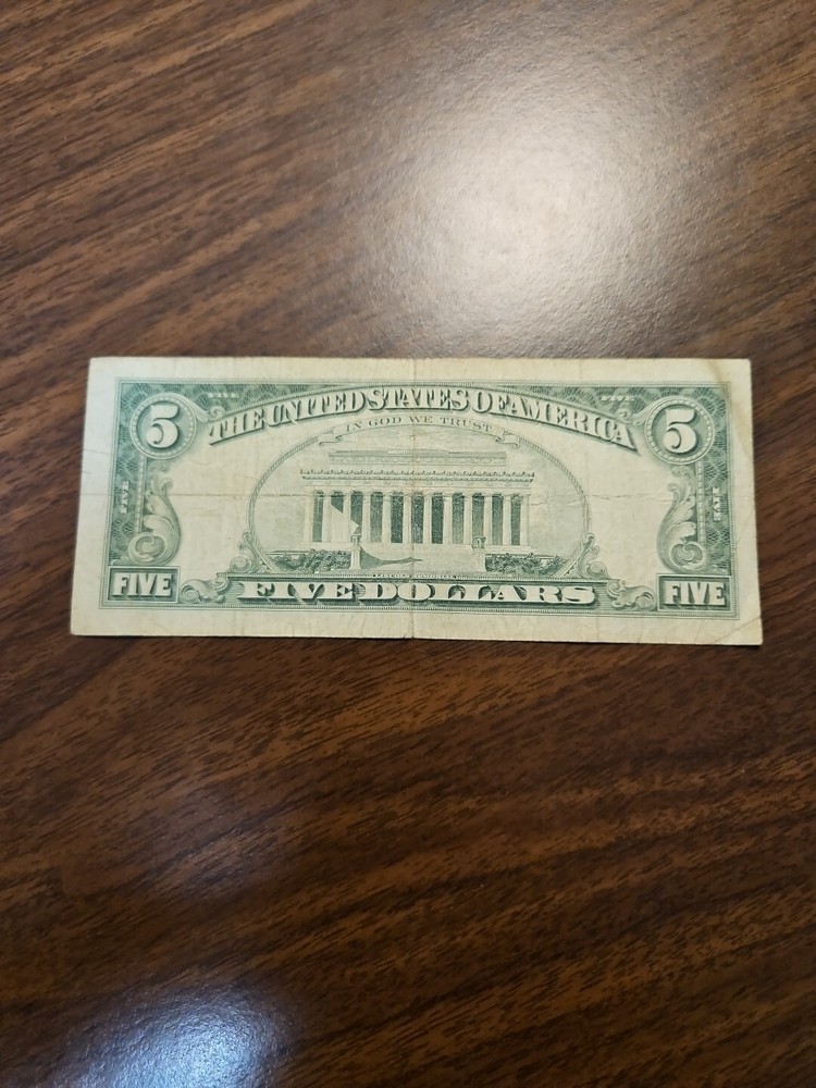1963 $5 Five Dollar Red Seal Note A24281783A