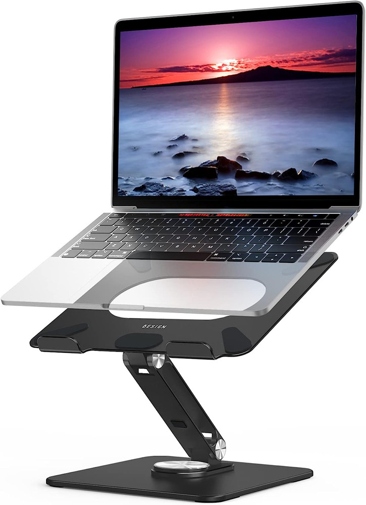 LSX7 Laptop Stand with 360 Rotating Base, Ergonomic Adjustable Notebook Riser Ho