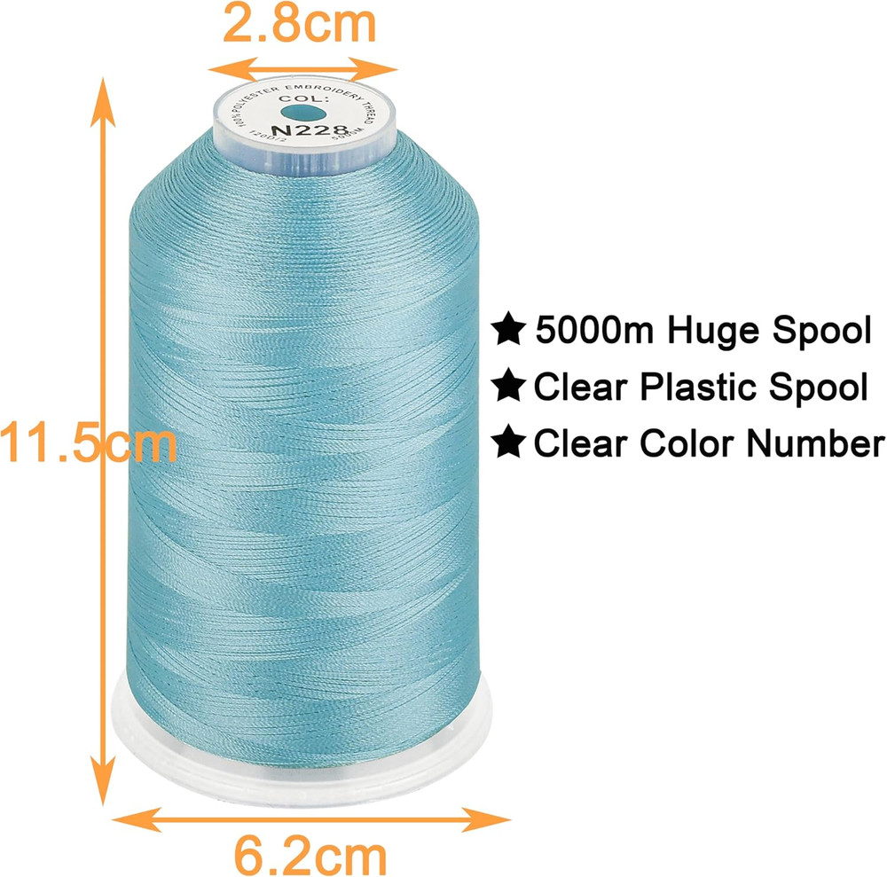 - Single Huge Spool 5000M Each Polyester Embroidery Machine Thread 40WT for Comm