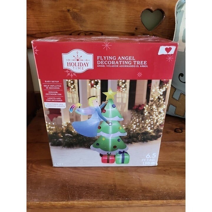 Holiday Time Flying Angel Decorating Tree Inflatable, 6.5FT Christmas Lights Up