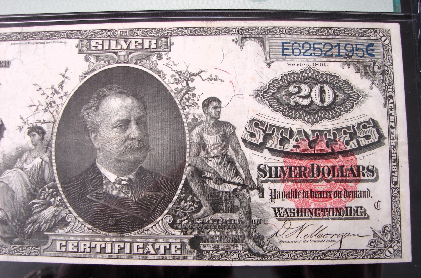 *1891 $20.00 SILVER CERTIFICATE Fr#318 TILLMAN/MORGAN "SCARCE NOTE" - 30 PMG*