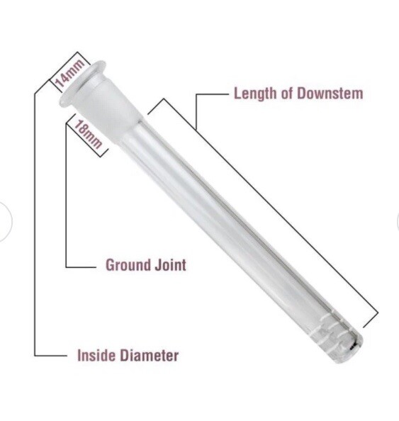 14mm Glass Downstem 45 Degree Curved Bent 3” 4” 5” 6” Inch Grommet Premium Perc