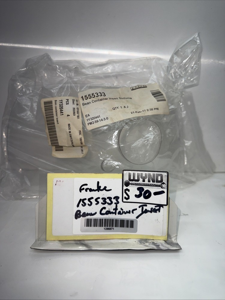 (NEW) Franke Bean Container Insert      Part # 1555333