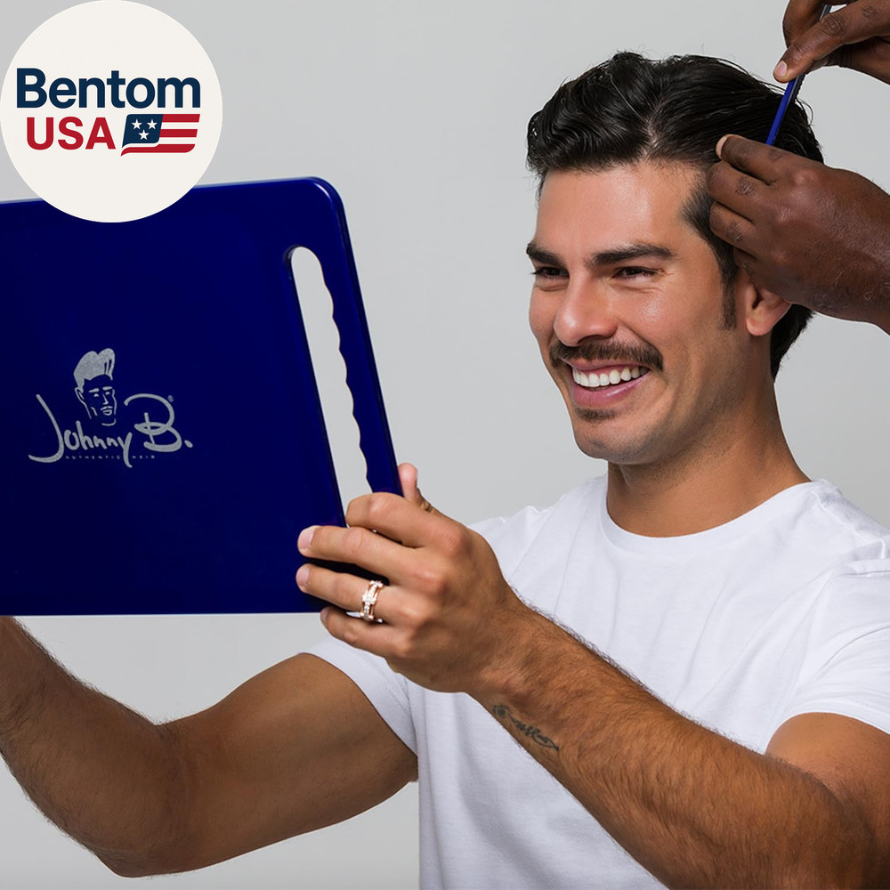 . Large Handheld Lightweight Rectangular Mirror with Double Handle for Barbers,