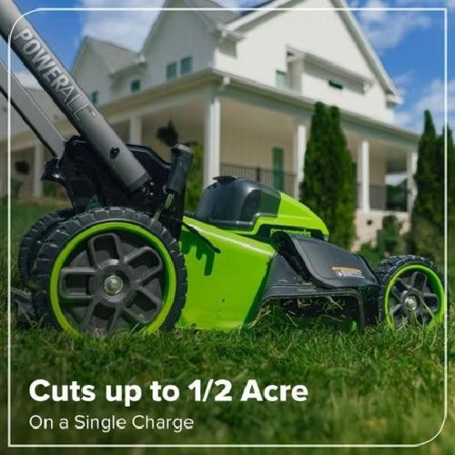 Greenworks POWERALL 3pc Combo Kit - 21" Lawn Mower 12" String Trimmer 320 CFM Le