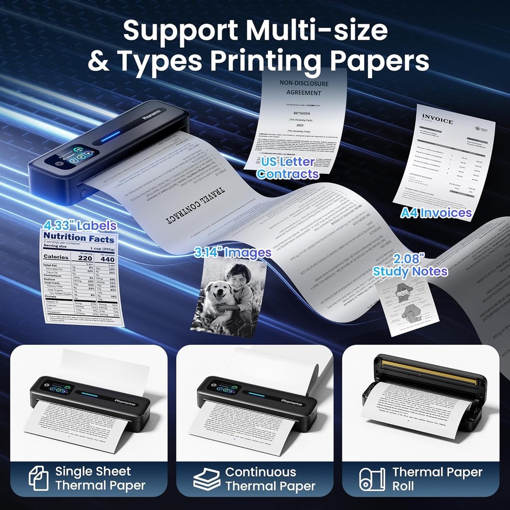 Phomemo M832D Thermal Printer Wireless Touchscreen Printer Support US Letter/ A4