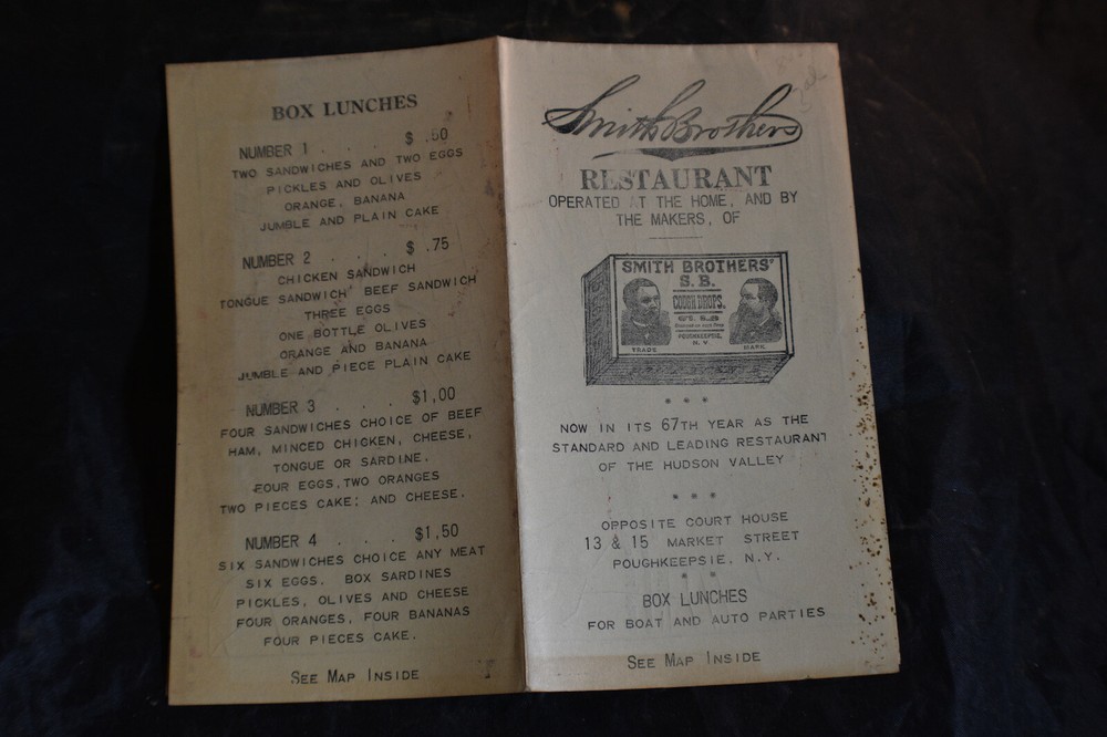 Ca 1915 Smith Brothers Restaurant MENU *COUGH DROPS*