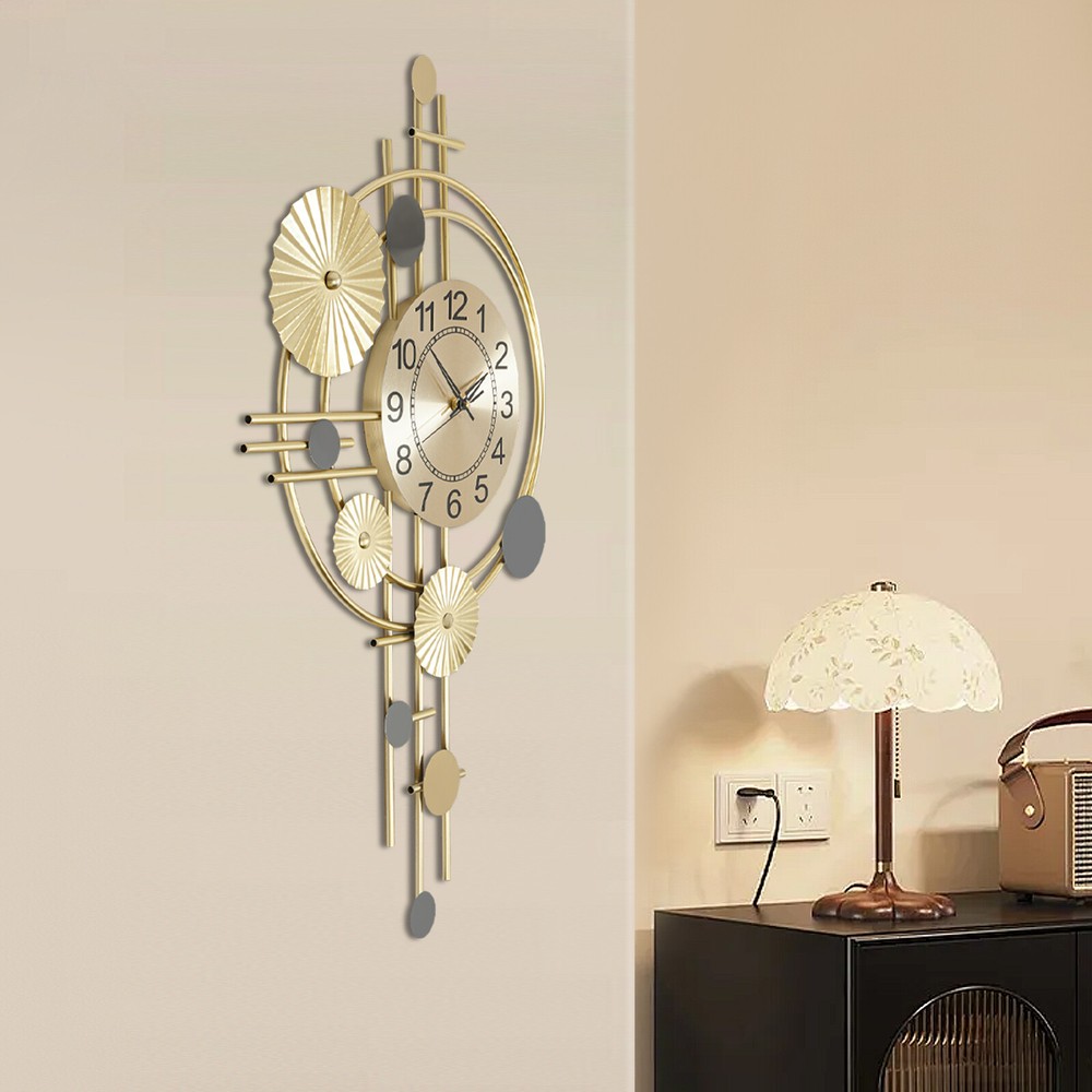 Modern Gold Wall Clock, Elegant Design, Silent Movement, Wall Mount Decor