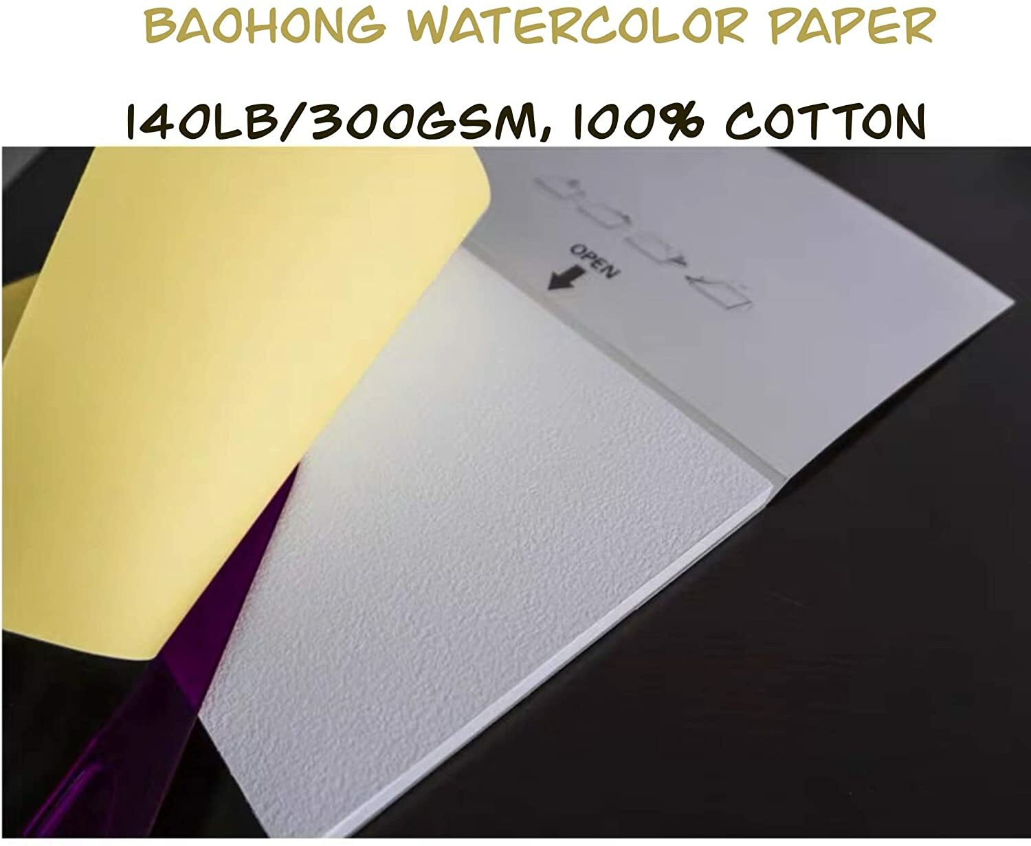 BAOHONG Artists' Grade Watercolor Painting Paper,100%Cotton Cold Press,20 Sheet