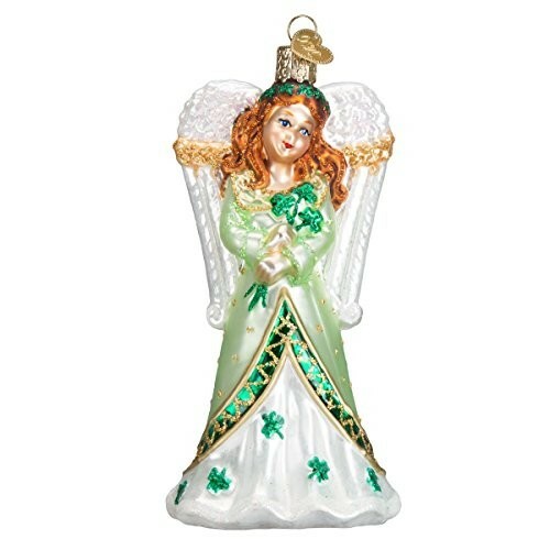 Old World Christmas Glass Blown Ornament, Irish Angel (With OWC Gift Box)