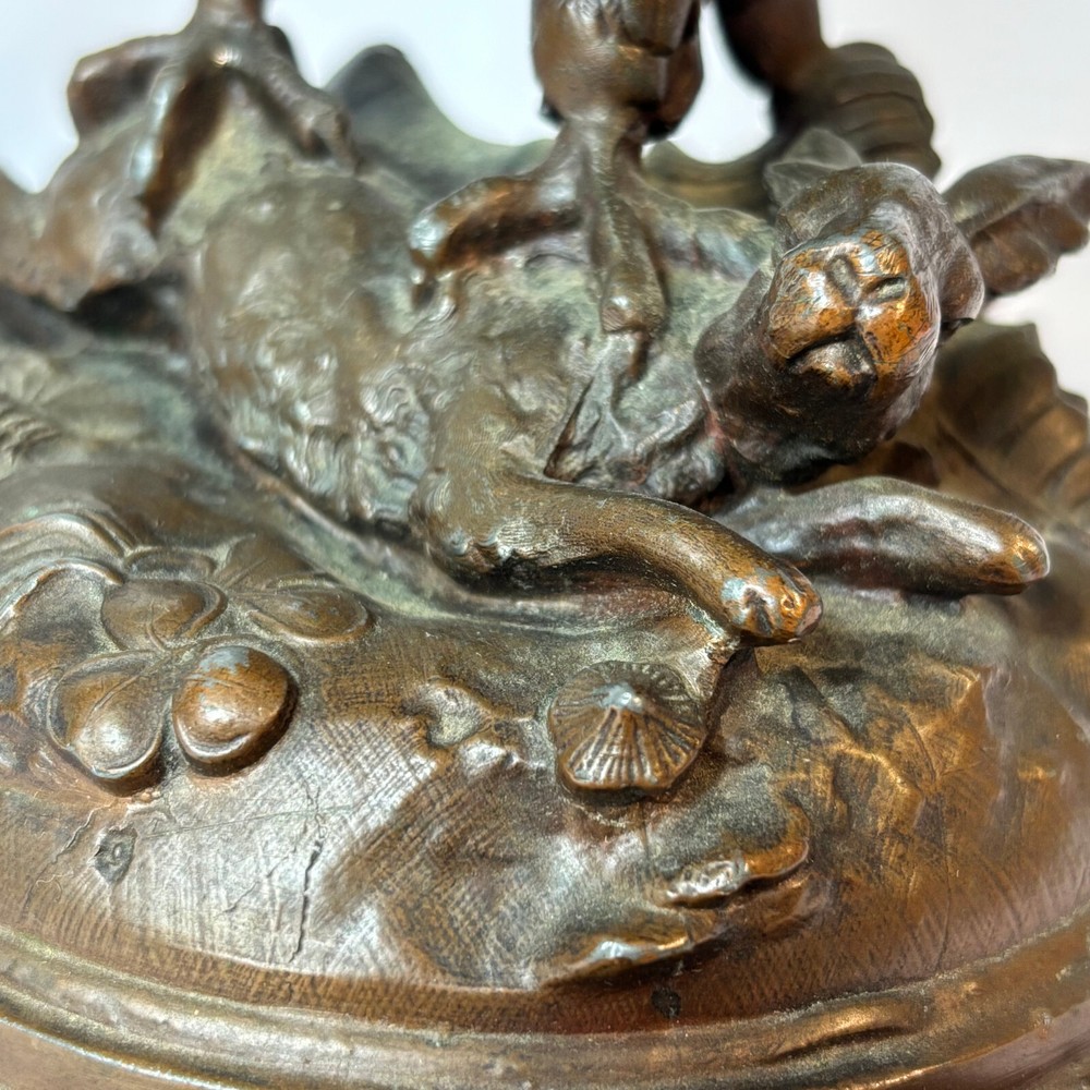 Antique Bronze Statue Eagle Clutching Rabbit