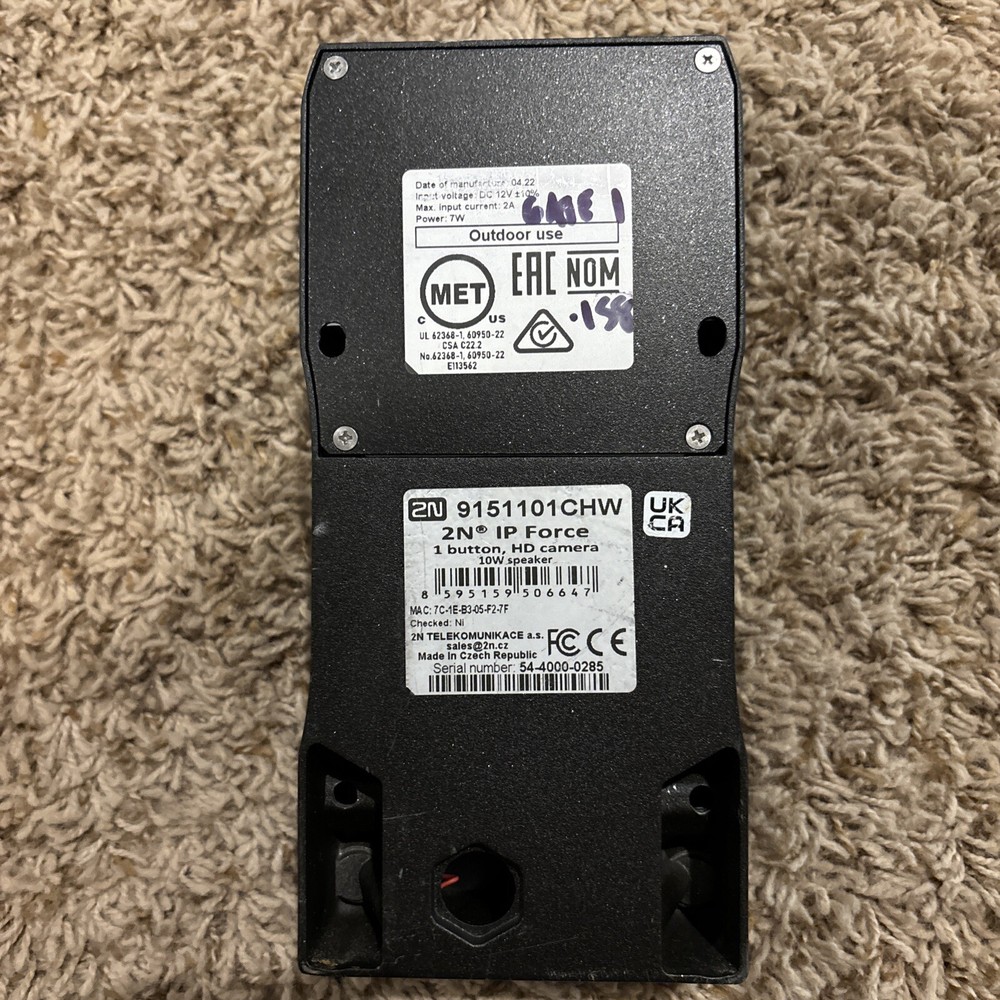 2N IP Force 9151101CHW 1-Button Intercom with HD Camera 10W Speaker USED