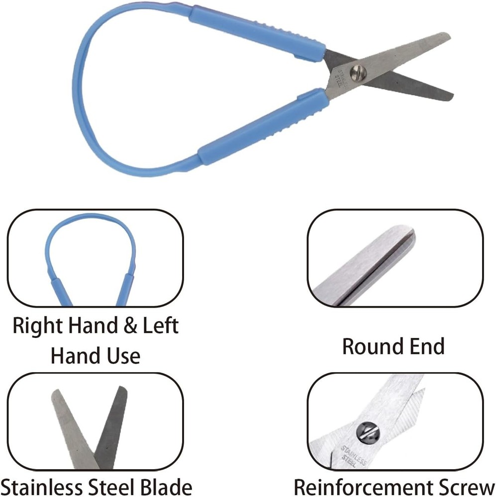 3 Pcs Mini Loop Scissors, Colorful Looped Handle Self-Opening, Adaptive Cutting