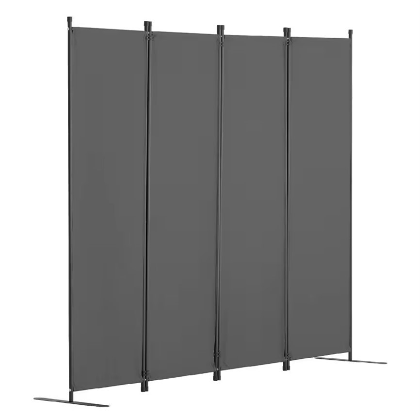 4 Panel Room Divider Folding Privacy Screen Fabric Partition Office Gray