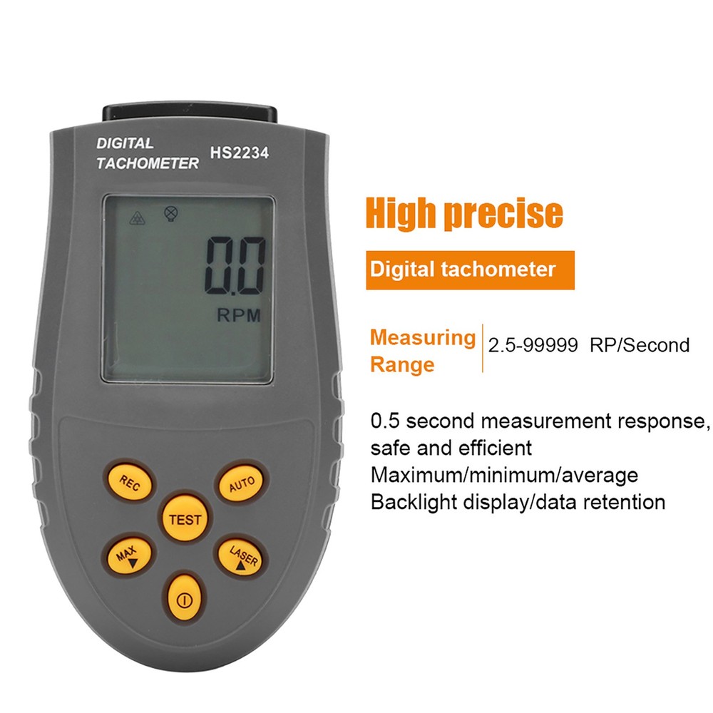 Black HS2234 Tachometer Non Contact Digital Display Speedometer Digital