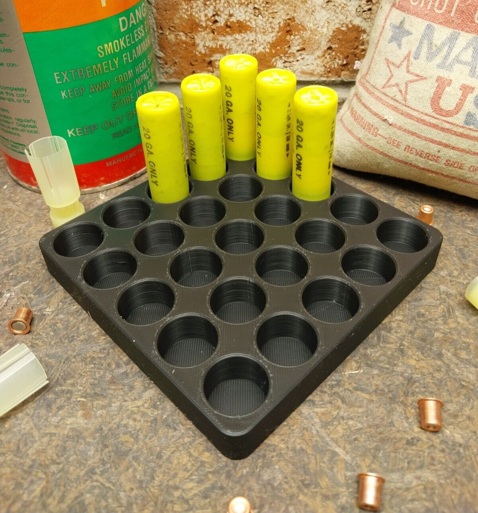 20 Gauge Shot Shell Reloading Tray/Block  25 Shells Black