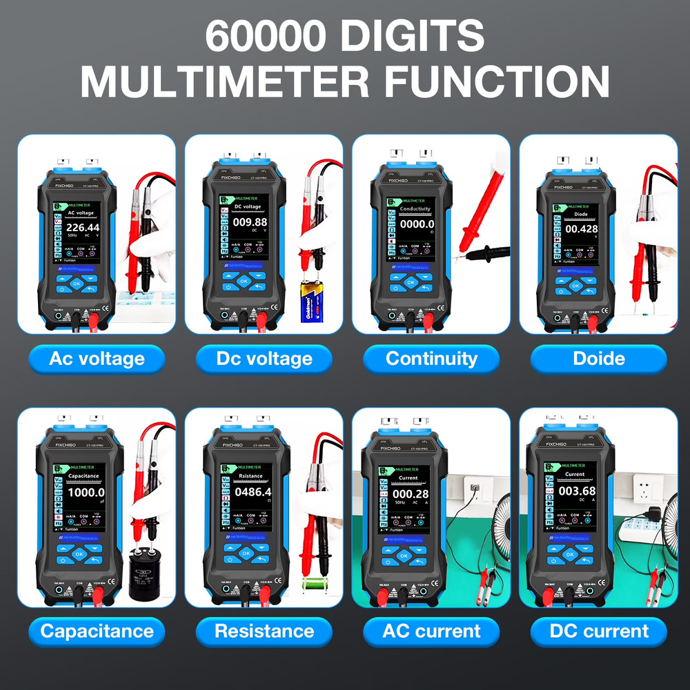 FIXCHIGO Multifunctional Network Cable Tester with Multimeter, PoE, VFL