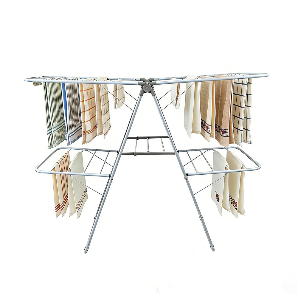 Clothes Drying Rack, Foldable 2-Level Laundry Racks for Drying Clothes Rack,S...