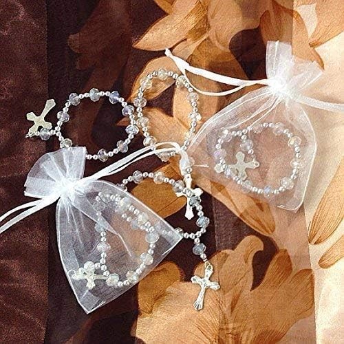24 x Wholesale clea crystal rosary bracelet Rosaries for Baptism, Wedding, Memor