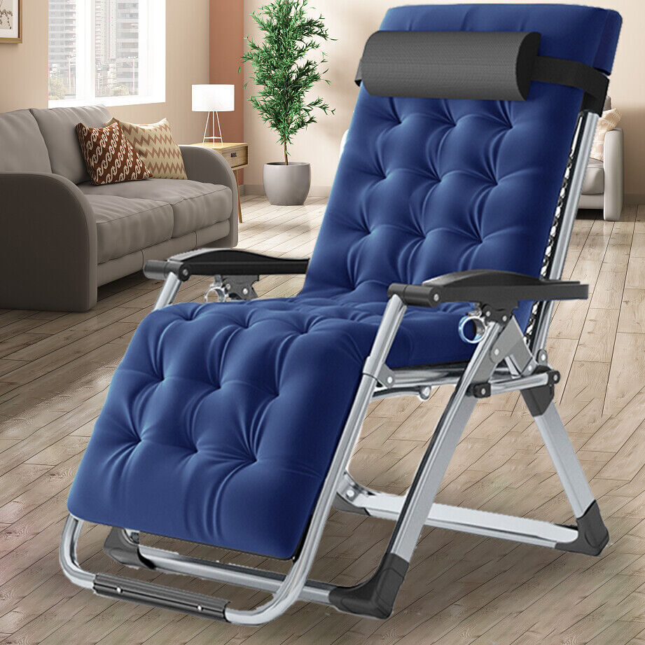 Adjustable Zero Gravity Chair Folding Lounge Chaise W/Cup Holder & Mat &Headrest
