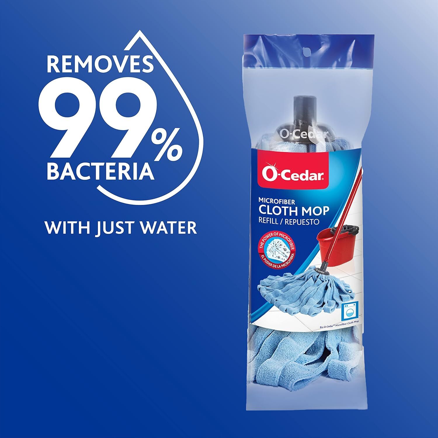 O-Cedar Microfiber Cloth Mop Refill, Blue 1 Count (Pack of 1),