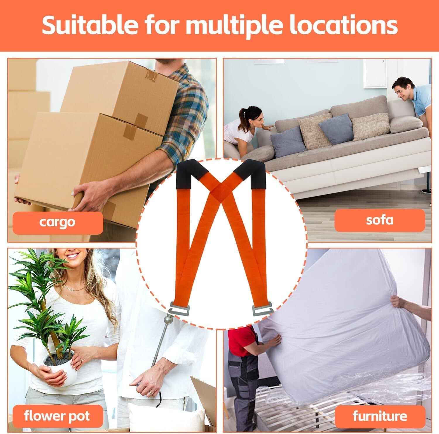 Heavy Furniture Appliances Moving Straps Rope Belt Transport Lifting System Tool