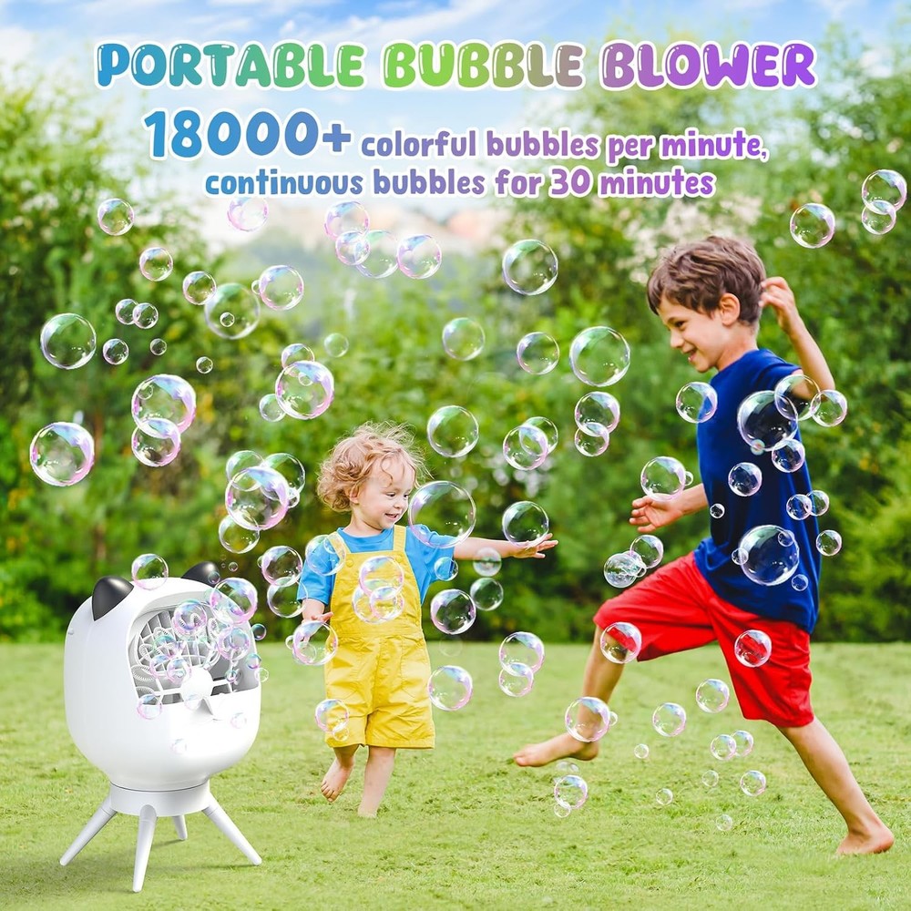 Rechargeable Bubble Machine Portable Bubble Blower Machine for Outdoor/Indoor