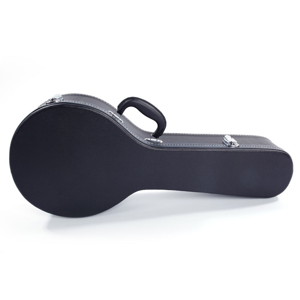 Hardshell A-Style Microgroove Pattern Leather Wood Mandolin Case Black