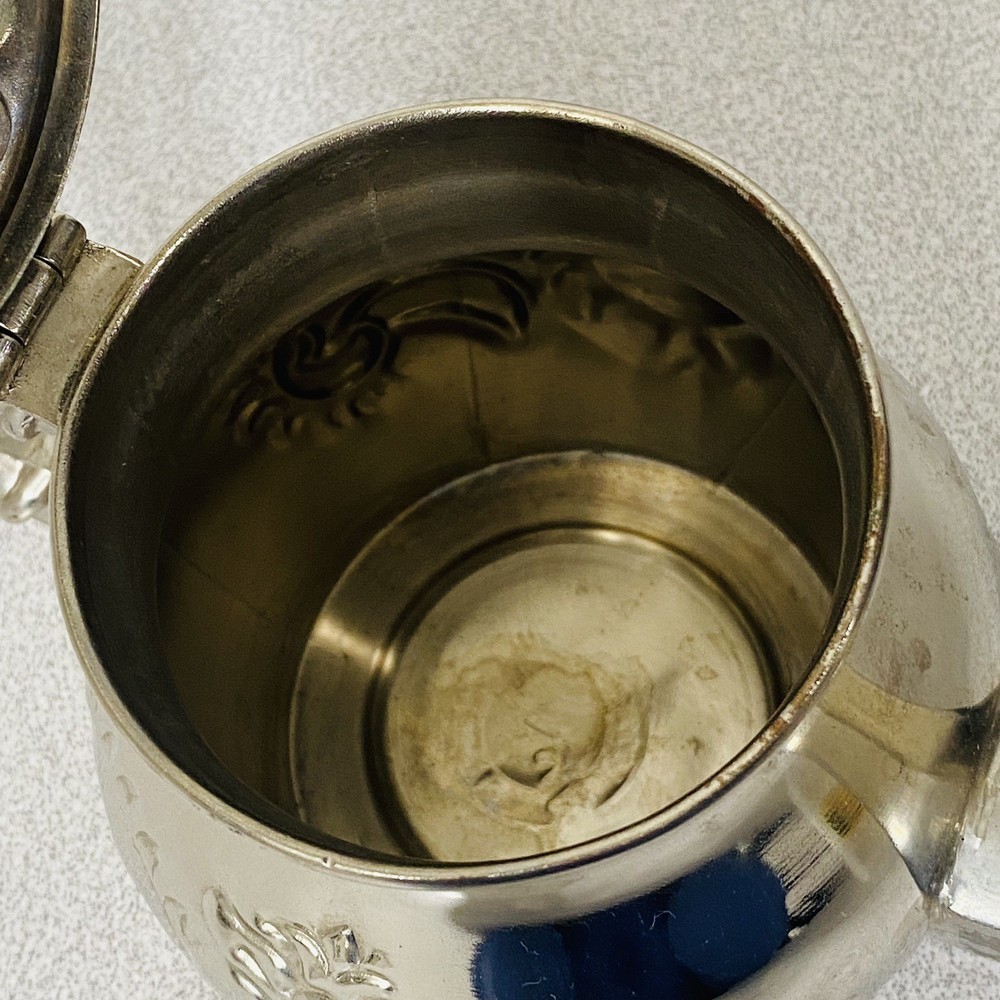 Vtg MAGMA SILVER PLATED TEA POT TURKISH COFFEE POT MADE IN MOROCCO Red Disk