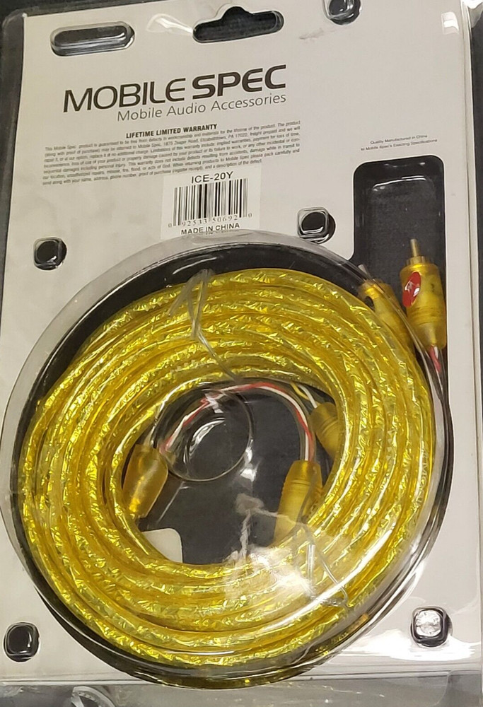 20FT MOBILE SPEC AUDIO INTERCONNECT CABLE TWISTED 2-Channel PRO-ICE [T223]