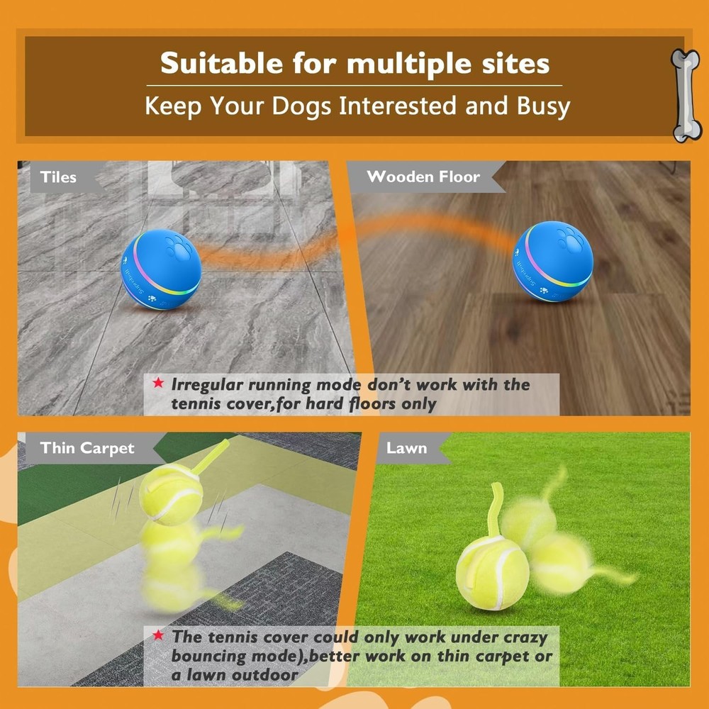 Upgraded Motion-Activated Interactive Dog Ball - Durable & USB Rechargeable
