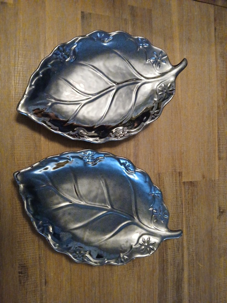 Chrome Plated Leaf Shape Serving Platter Tray