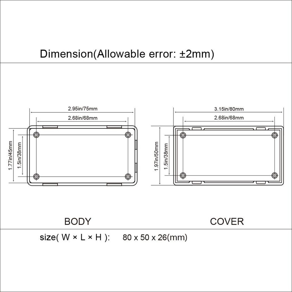 5 Pack Plastic Project Boxes Electronic Junction Case 3.1x2x1 Inch Black
