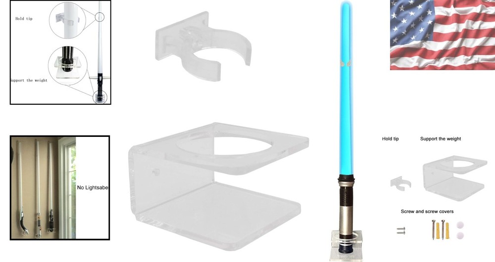 Premium Clear Wall Rack for Lightsaber Display - Includes Installation Hardware