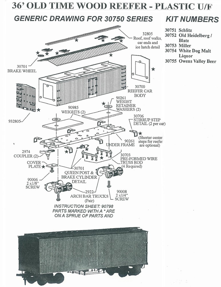 RCR - HO 36FT REEFER - AT&SF 2960