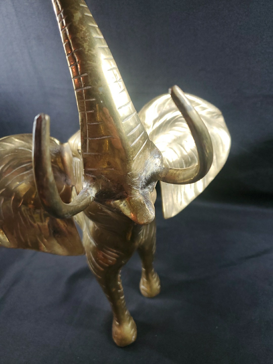 MCM Mid Century Brass Huge Elephant Statue Figurine 21' Over 9 Pounds XL Size *