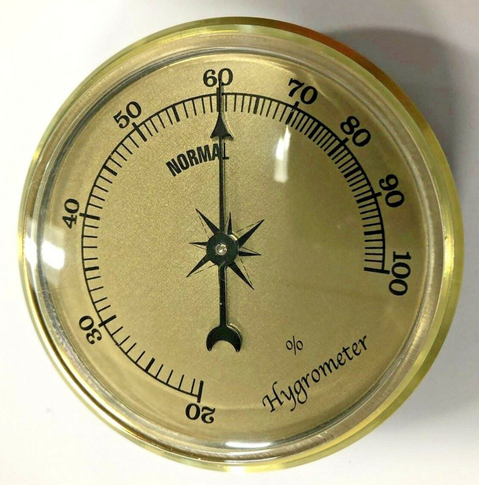 2-3/4" Hygrometer W70GHG for Mounting, Moisture Reader, Gold Face