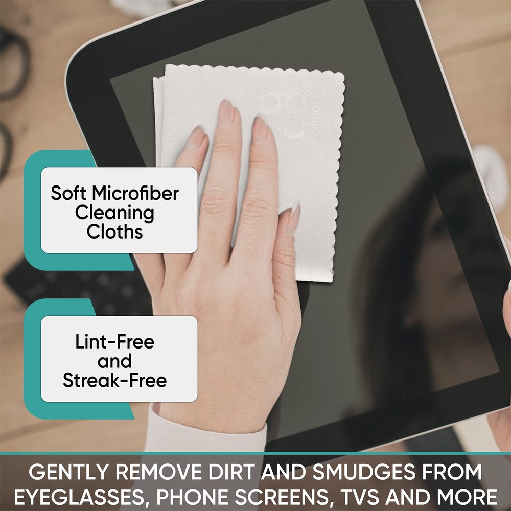 Microfiber Cleaning Cloth 12-Pack Individually Packed (6"x 7") Glasses Cleaning