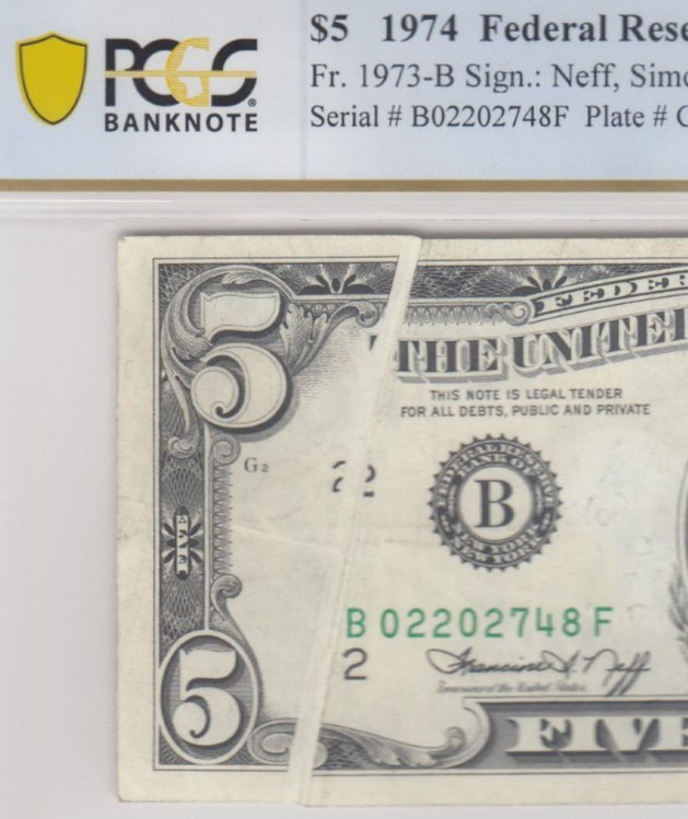 PCGS40 EF GUTTER FOLD ERROR 2748F