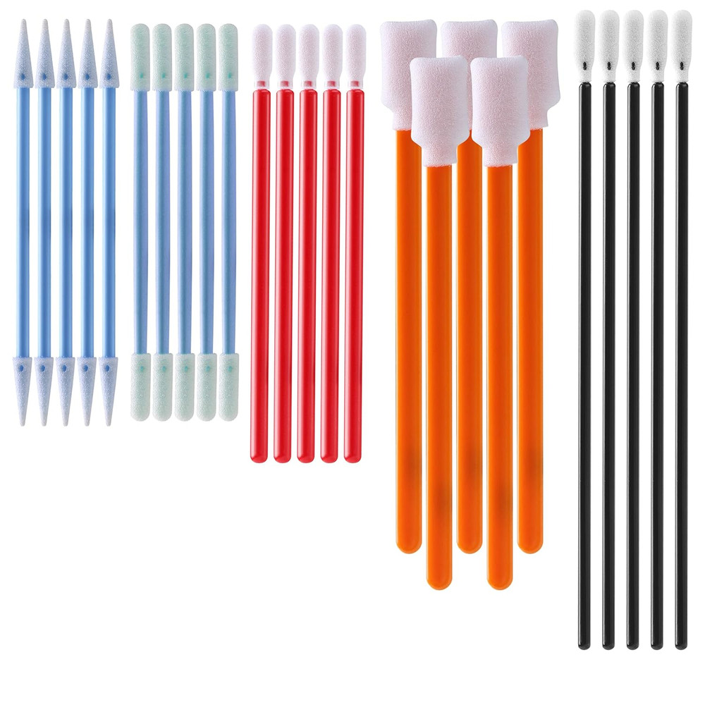 Cleanroom Foam Tip Swab Set (5 Colors & Styles, 100 Pack) - Assorted Multi-Use C