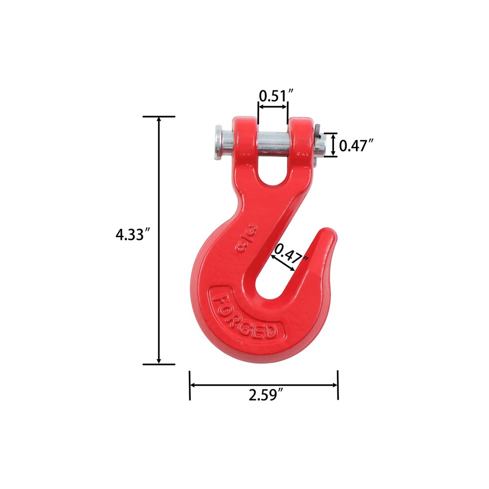 4 Pack 3/8" Clevis Grab Hooks G70 7500lbs Working Load Limit Red Chain Hooks
