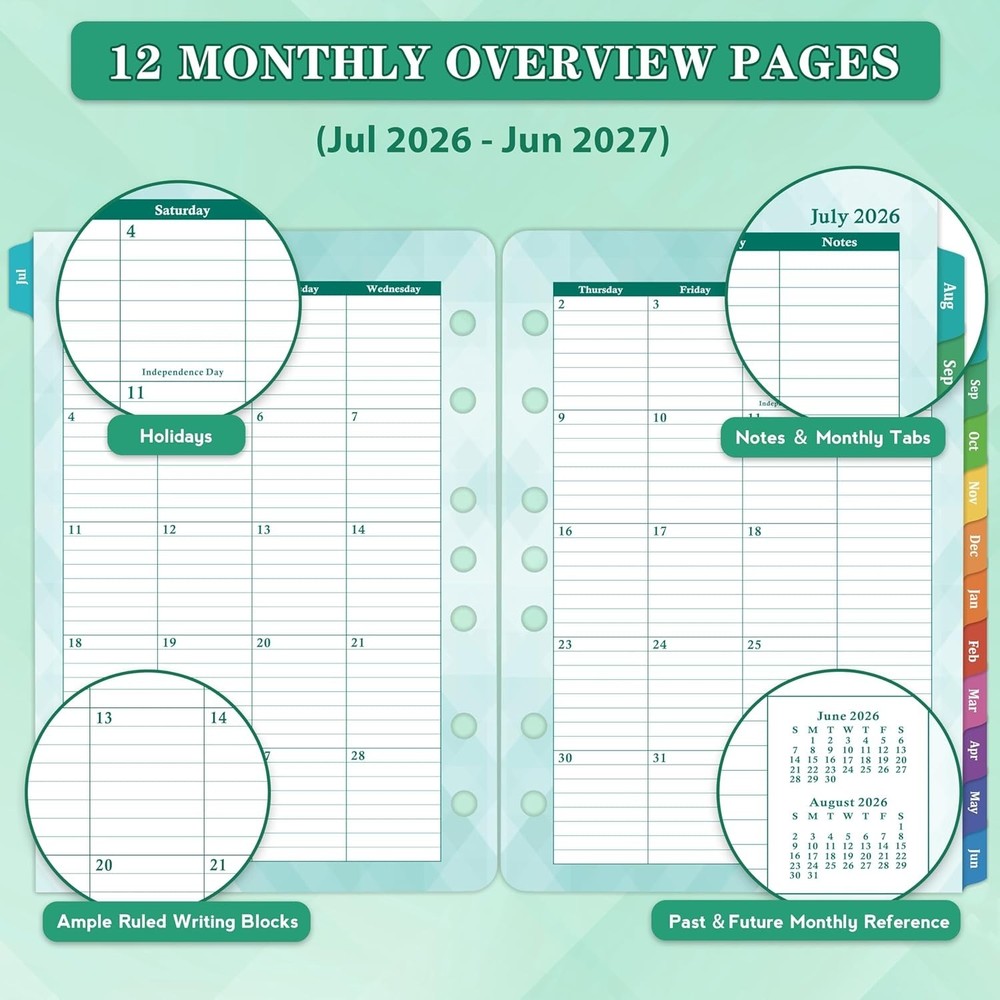 Comprehensive Daily Planner Refills 2026-2027: Task Lists & Notes Included