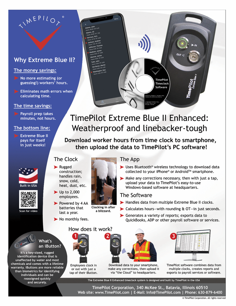 TimePilot Extreme Blue II Enhanced Outdoor Weatherproof Time Clock System