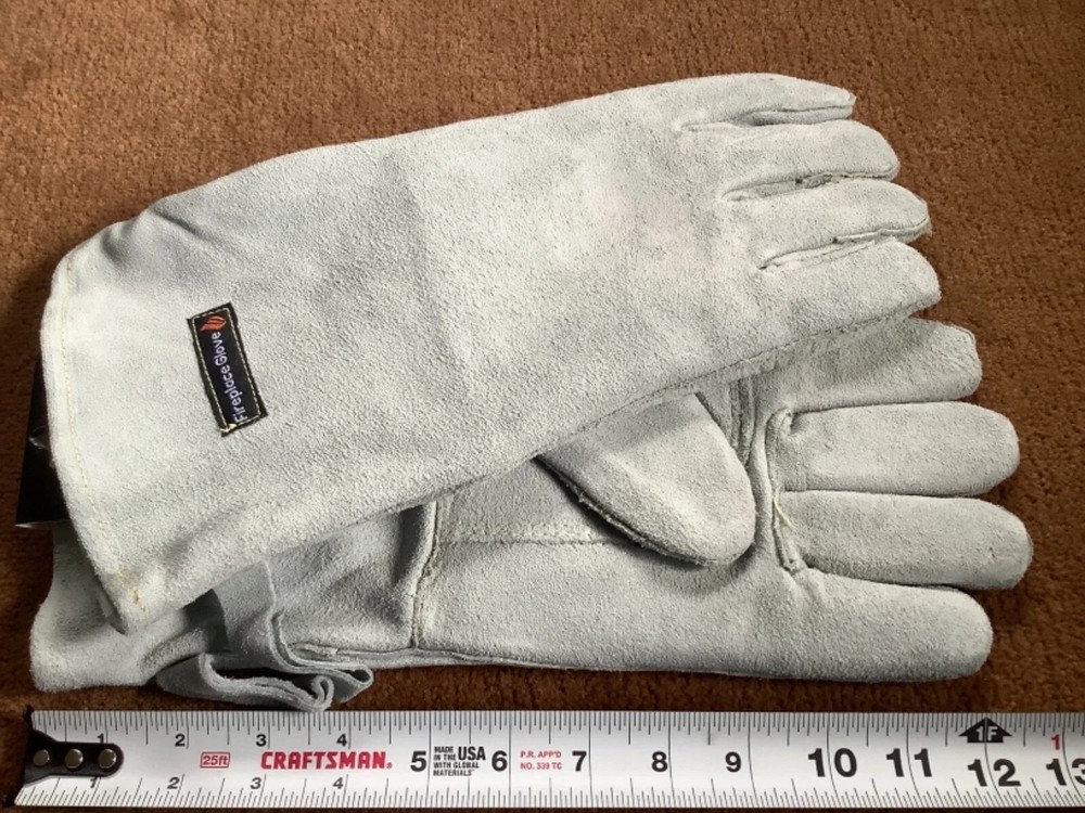 Fireplace Gloves protective, work, Split Cowhide Leather LARGE Same Day Ship !