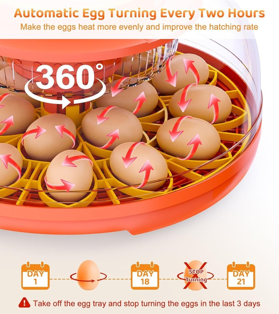 18 Egg Incubator with Automatic Egg Turning and Humidity Control Settings / NIB