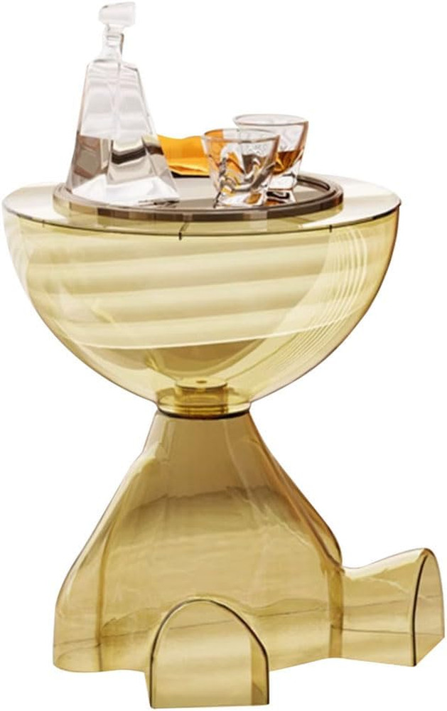 Transparent Yellow Circle Side Table - Versatile Accent for Any Space