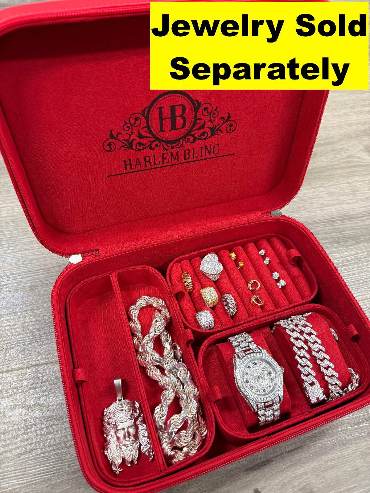 Harlembling Leather Travel Jewelry Box Case - Red