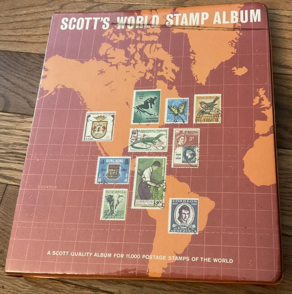 Scott’s World Stamp Album Book Postage Stamp Album 1973/ 4 Stamps Inside/Collect