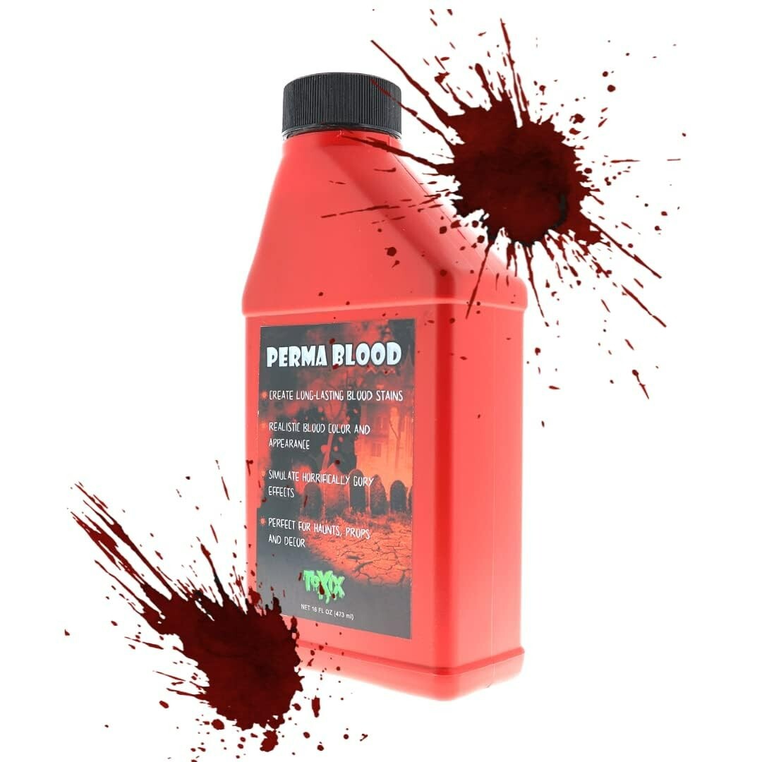 Perma Blood 16 Oz - PERMANENT Fake Blood! Perfect for Haunts, Gore, and Props!